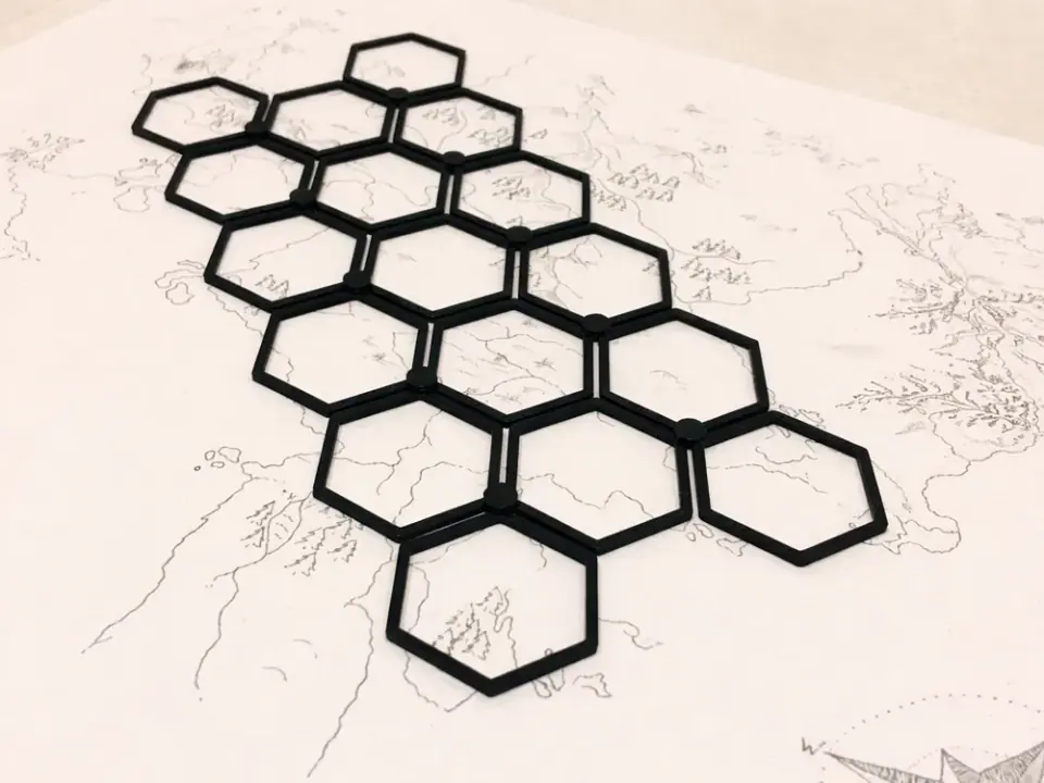 3D printed hex-grid stencil for tabletop gaming